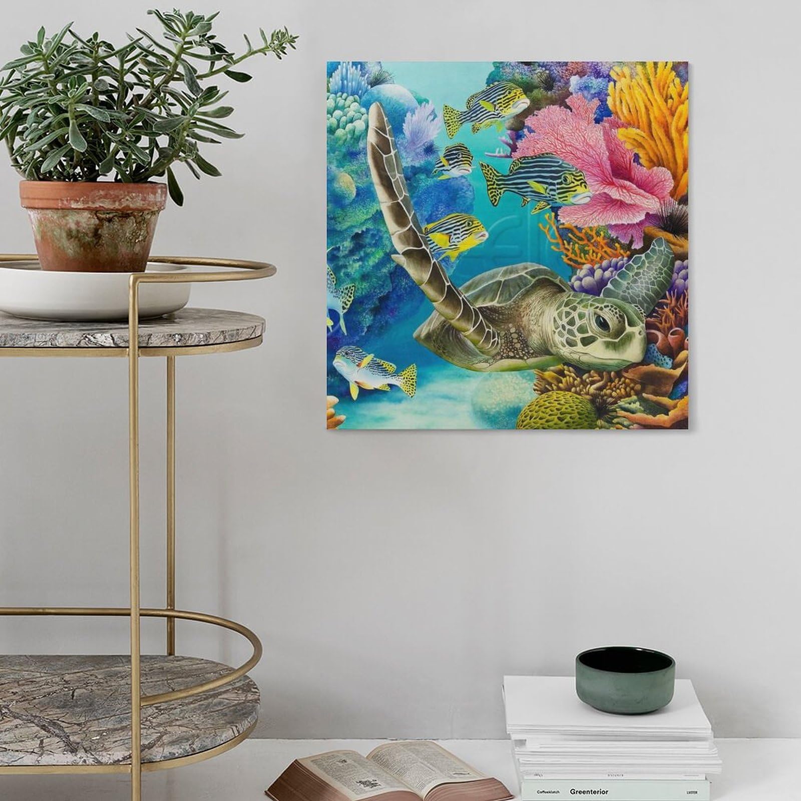 アート作品 アクリル画 命溢れる深海の生き物たちC 大きめキャンバス