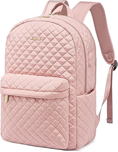 LOVEVOOK Mochila para laptop para mujer, mochila acolchada de viaje con doble compartimento para computadora, aprobada por aerolíneas de moda,