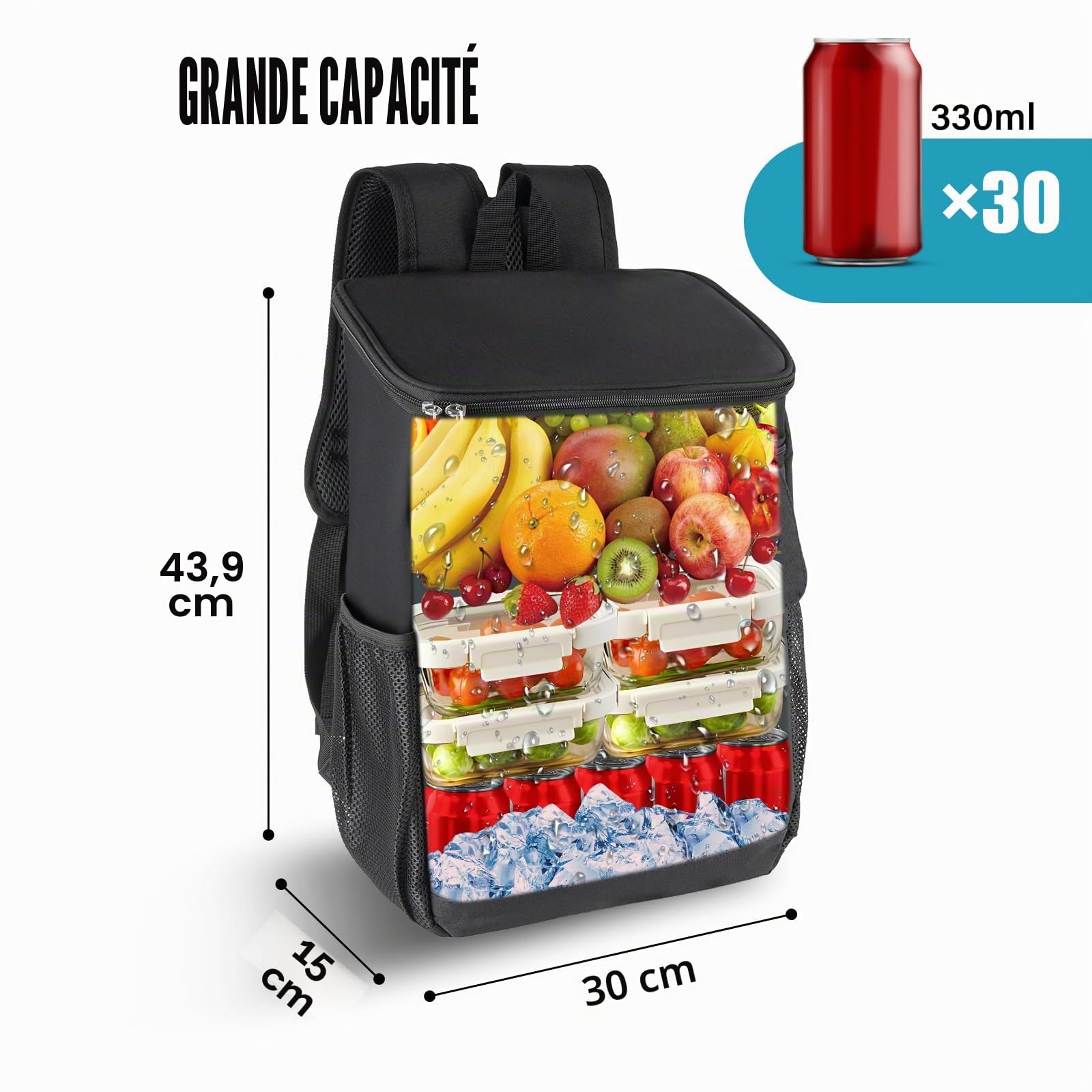 Cretosou Sac à Dos Isotherme 30 L pour Pique-Nique, Sac à déjeuner isolé, boîtes isothermes à vin à parois Souples, pour Pique-Nique/Barbecue/Plage