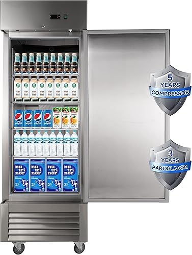 Vista 10 de JINSONG Refrigerador comercial de 54 pulgadas con 2 puertas sólidas, refrigerador de acero inoxidable de 49 pies cúbicos, refrigerador comercial