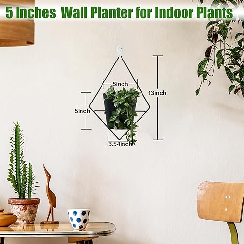 Miniatura 3 de Koalaime Juego de 3 macetas colgantes con colgador geométrico de metal para plantas, moderna maceta montada en la pared para suculentas, plantas de