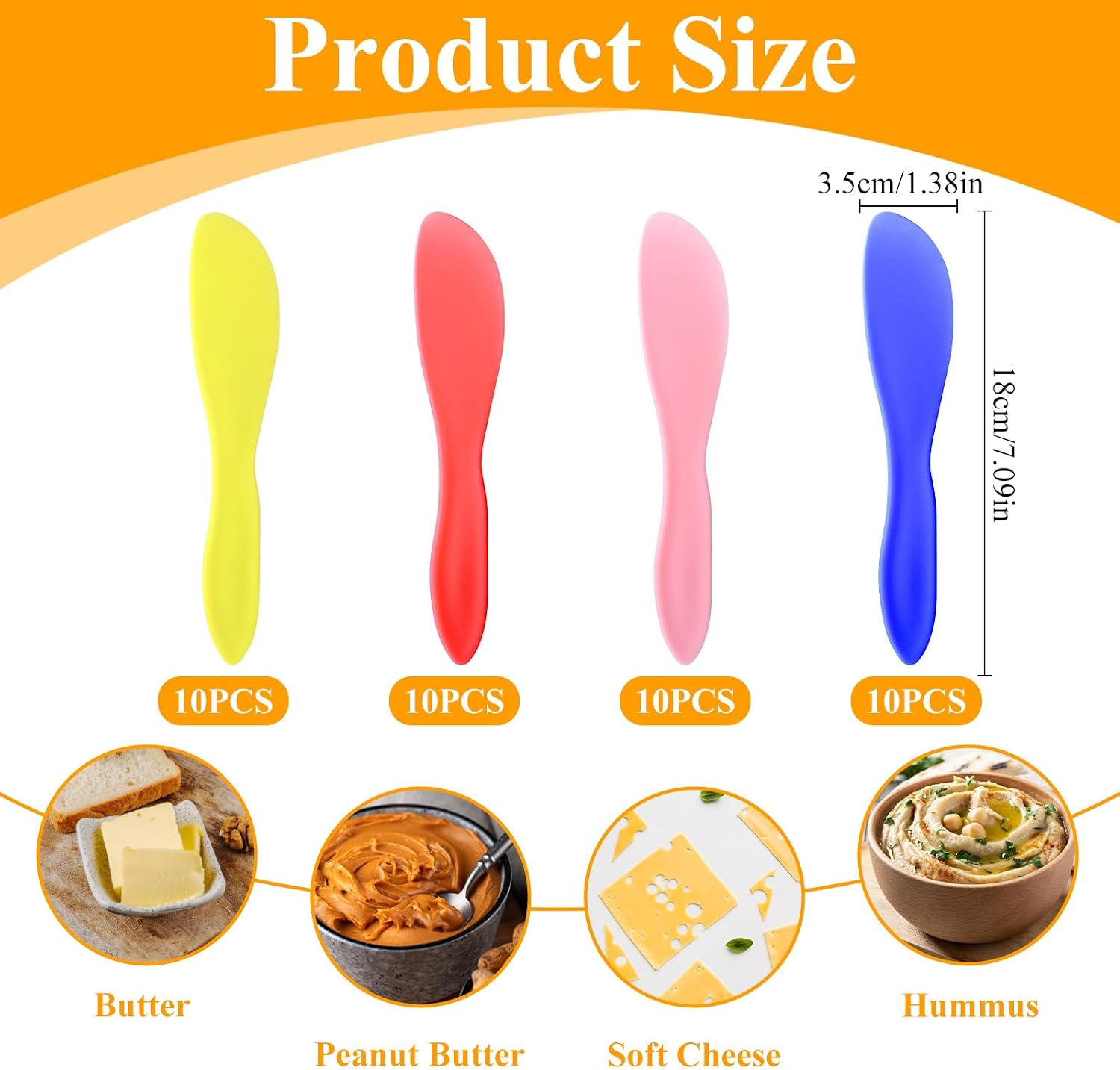SHENLIU 40 Pcs Plastic Butter Spreader, Multi Purpose Knife Spreader Tools Kitchen Frosting Knives Red Yellow Blue Pink for Cheese Cream Icing Jam Sandwich