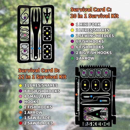 Miniatura 3 de PSKOOK Juego de 12 piezas de multiherramienta de supervivencia del tamaño de una tarjeta, herramienta de emergencia para acampar, kit EDC en tu