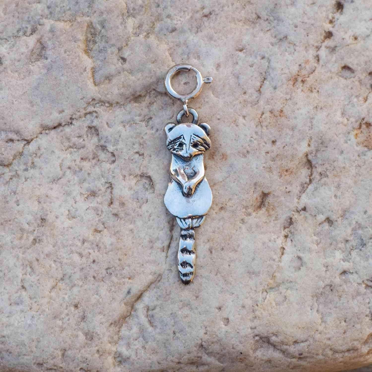 Sterling Silver Raccoon Charm for Charm Bracelet - Wildlife Gifts for Women