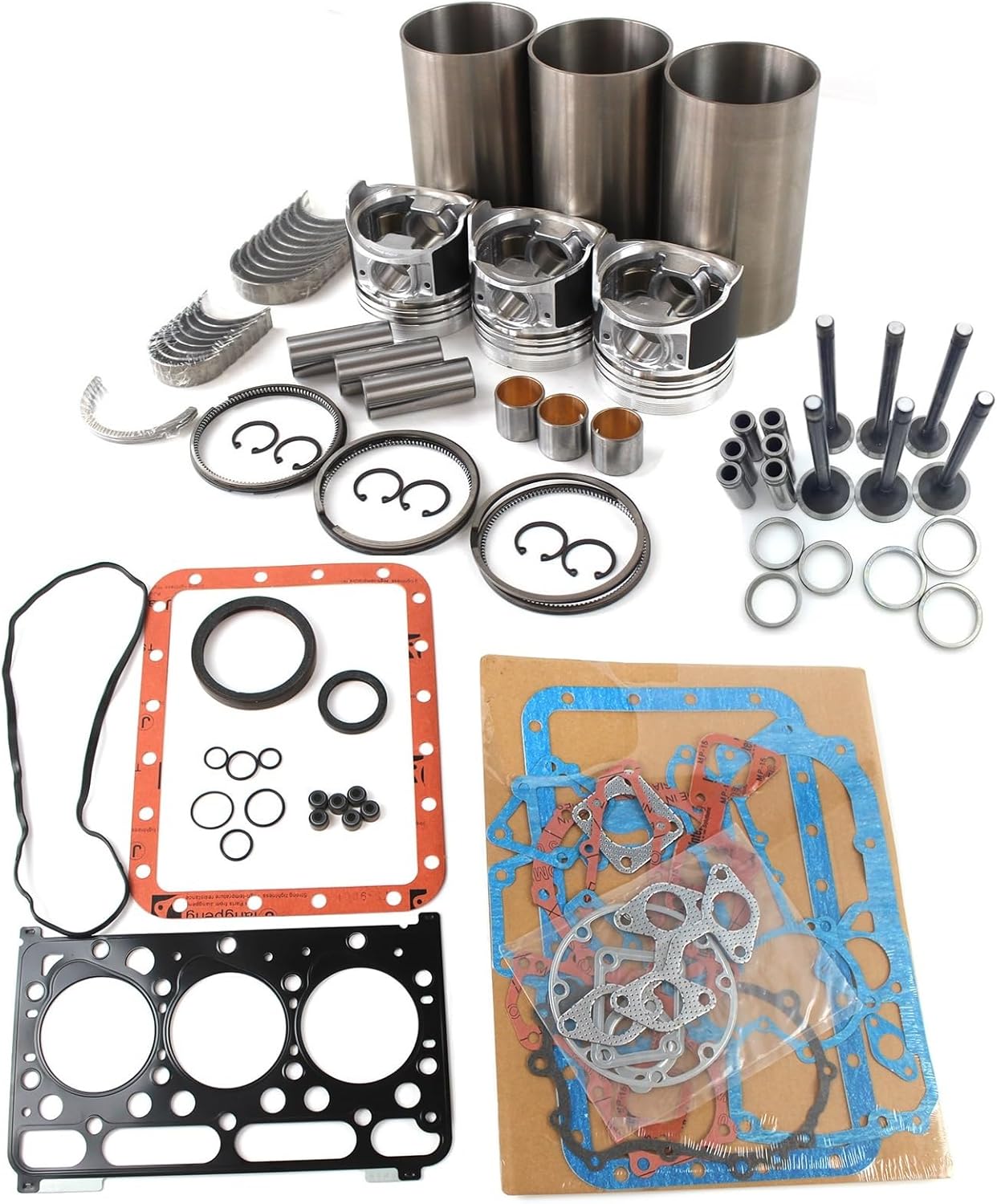 D1503 Engine Overhaul Rebuild Kit with Valve Kit for Kubota Engine D1503 Tractor L2900 L3000 L3010 L3130 Excavator KX91-3 U35 Loader R420 R420S Engine Rebuild/Repair Aftermarket Parts