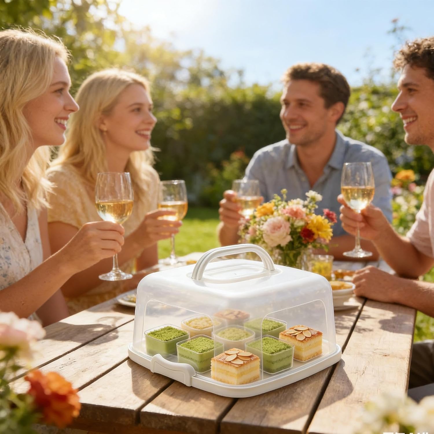 Cake Carrier – PP 32.5x32.5x16.5cm | Reusable Cake Box With A Handle Design | Cake1 Storage Container Portable Baking Box For Birthday Wedding Party Dessert Transport Keep Cakes Fresh Easy To Carry Ki