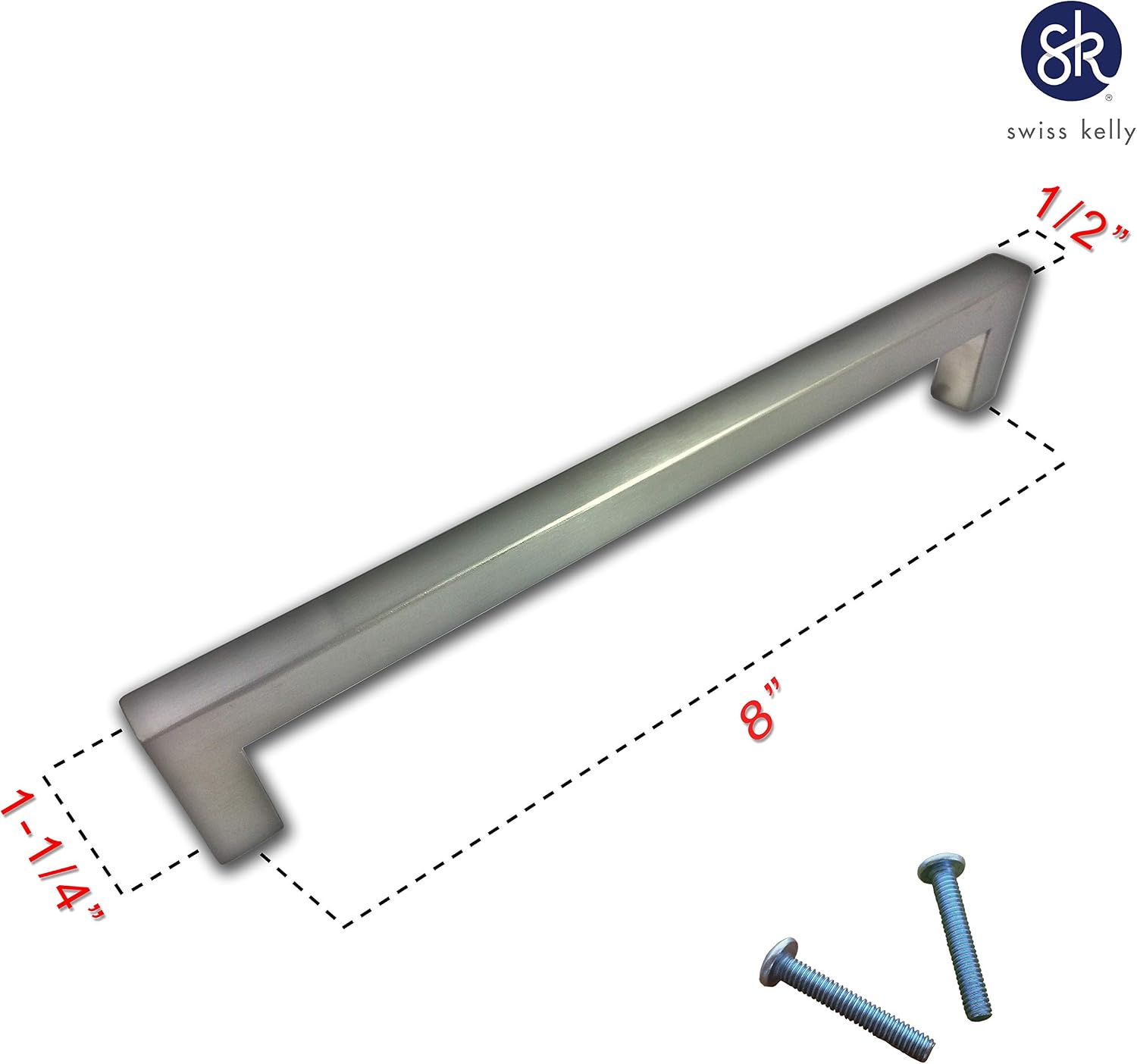 (10 Pack, CC: 8 Inch) Swiss Kelly Hardware Hollow Stainless Steel Kitchen Cabinet Handles Drawer Pulls Dresser