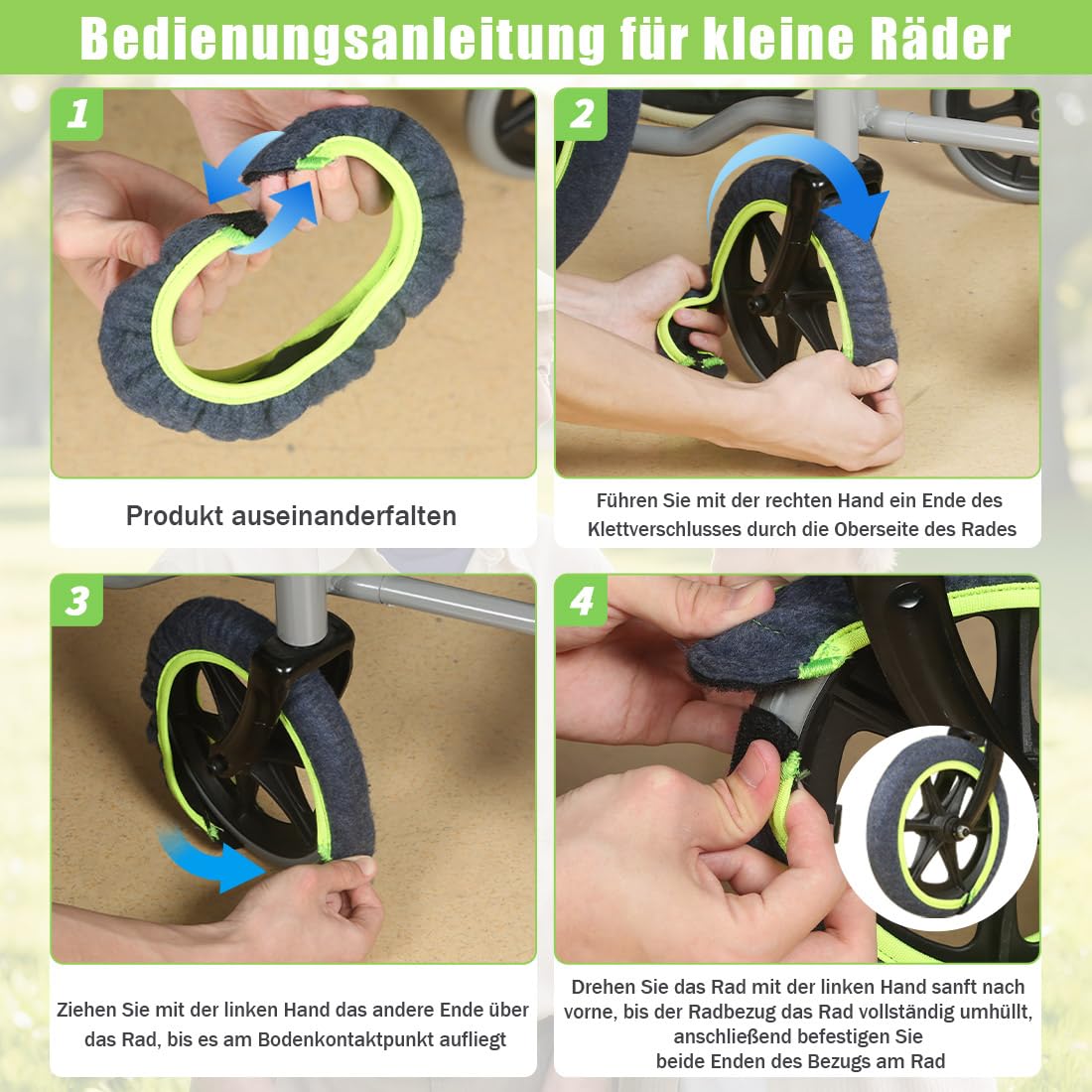WheelCover Für Transportsrollstuhl-Räder, Rollstuhl-Zubehör Reifenabdeckungen Zum Schutz Von Böden Und Teppichen, 1 Paar (8in)