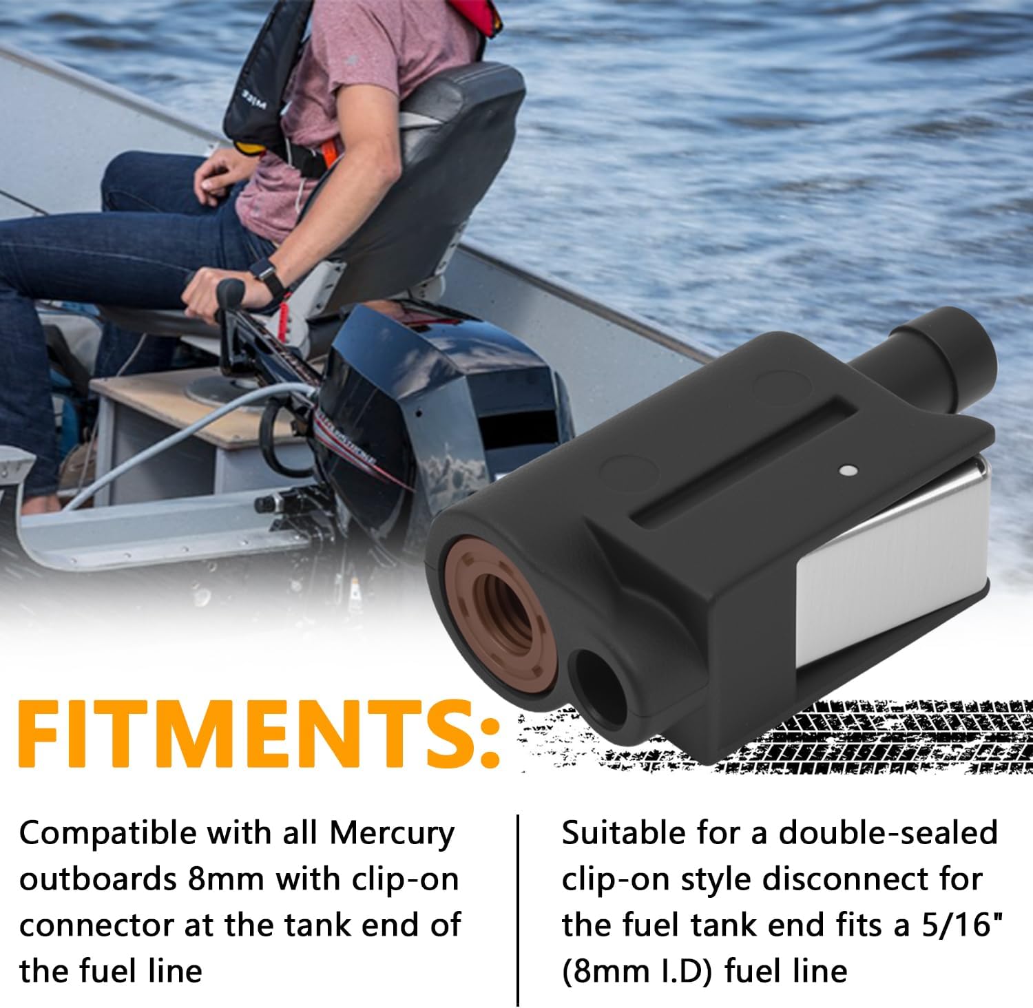 13563Q7 Female Fuel Line Quick Connector, Compatible with Mercury Engine Outboard Tank End 5/16 Inch 8mm Replace# 22-13563A7 18-8091