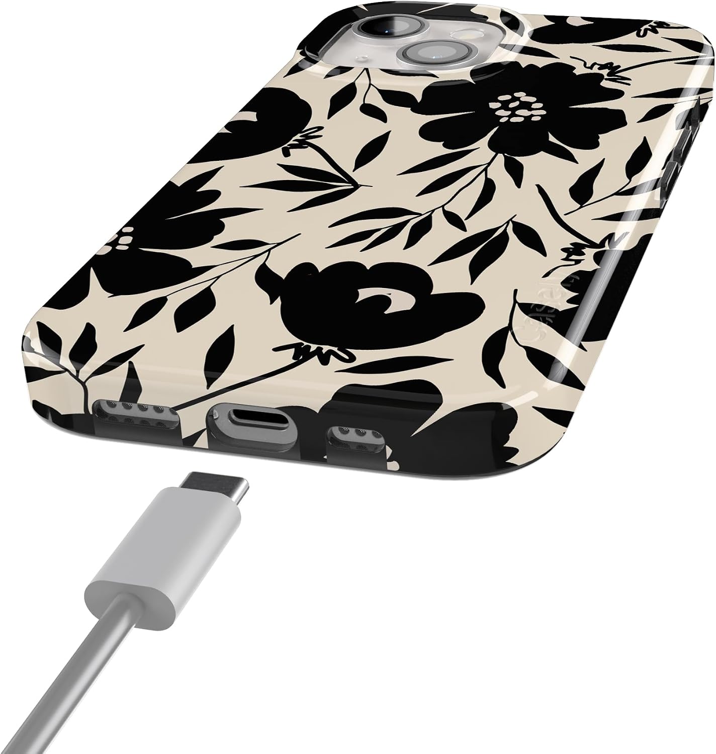 Casely iPhone 15 Case | Dark Fantasy | Contrast Floral | Compatible with MagSafe | Classic Ultra Slim Design