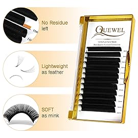 QUEWEL Easy Fan Lash Extensions 0.10mm CC Curl Eyelash Extensions 8-15mm Mixed Lash Trays Matte Black Ultra Lightweight C CC D DD Curl Volume Lashes Self Fanning Lashes (0.10CC Mix8-15mm)