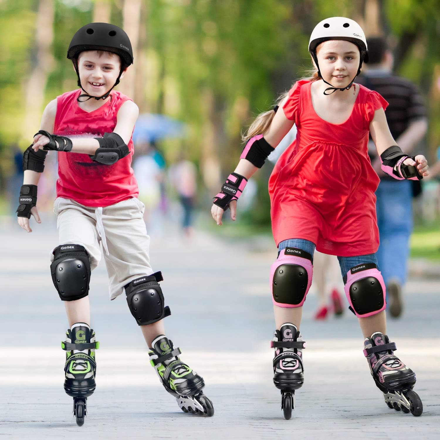 Gonex Inline Skates for Girls Boys Kids, Adjustable Skates Outdoor Blades Inline Roller Skates for Children Teens Women with Light Up Wheels for Indoor Outdoor Backyard Skating