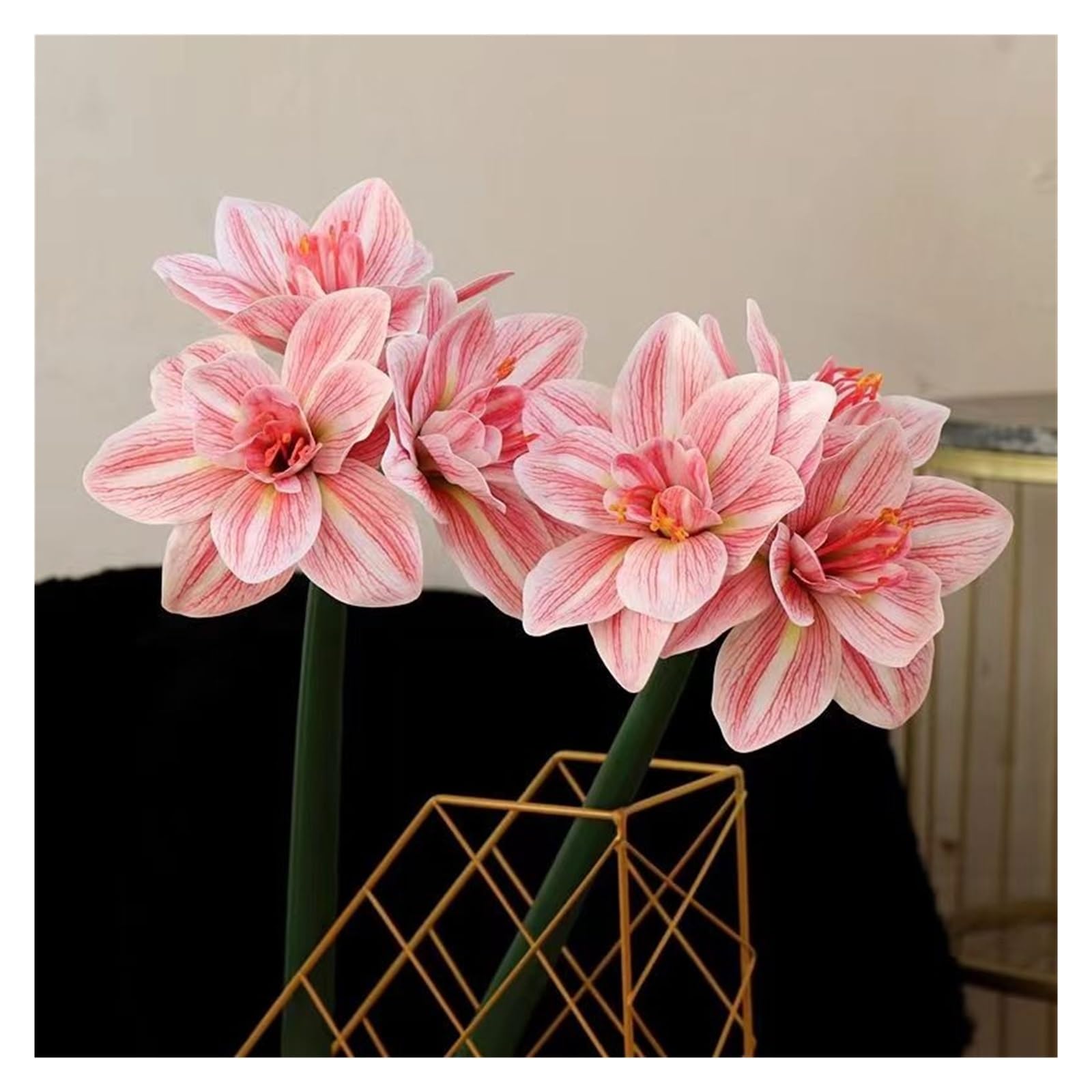 2 Stück Künstliche Amaryllis-Blumen, Stiel, fühlt Sich echt an, große Tropische Blumen, Clivia-Blumen for Vasenarrangements, Home-Office-Dekor(2Pcs Light Pink)