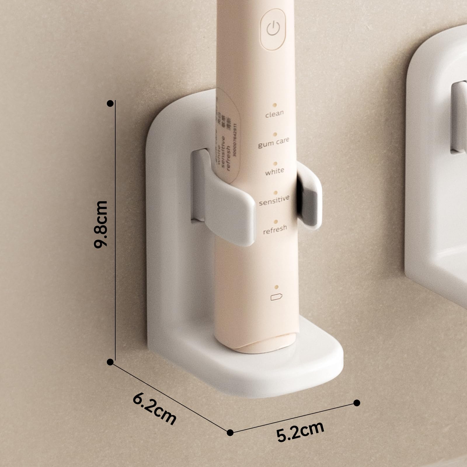 Toski Elektrische tandenborstelhouder, set van 4, aan de muur bevestigde tandenborstelhouder, zonder boren, houder voor elektrische tandenborstel