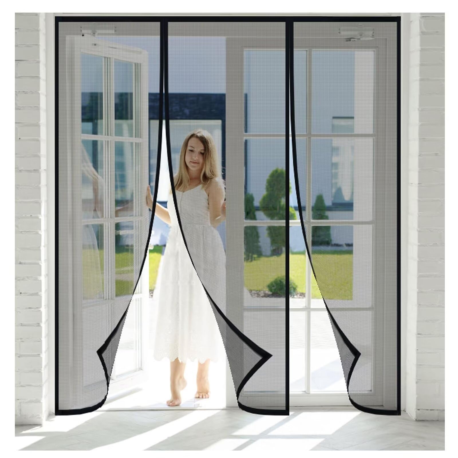 Magnet Fliegengitter Tür 120x240 Cm – Selbstschließend, Ohne Bohren (für Balkon-, Terrassentüren)