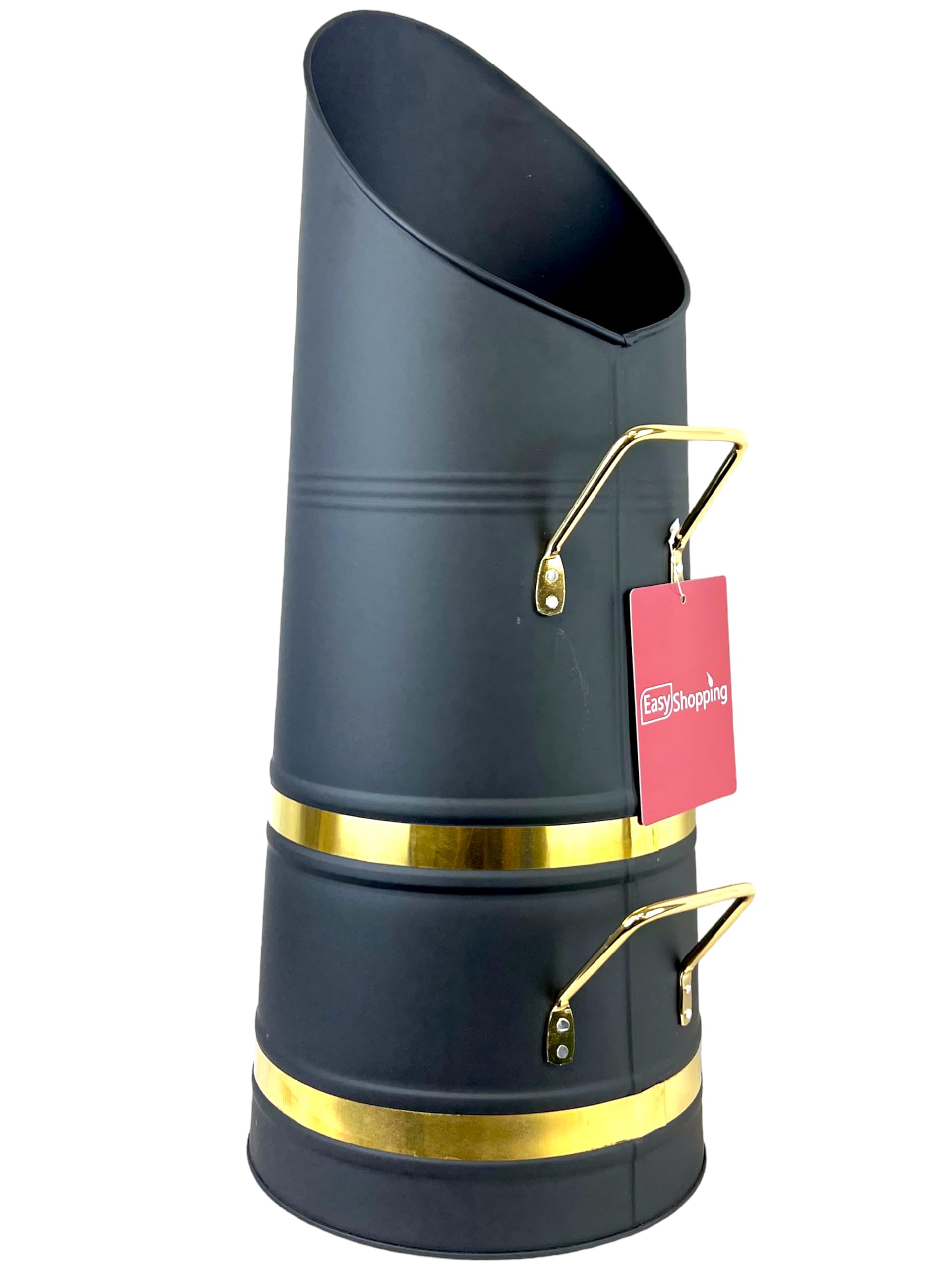 EasyShopping Black Coal Hod with Brass Handles Traditional Style Fireplace Log Bucket 22 Inches