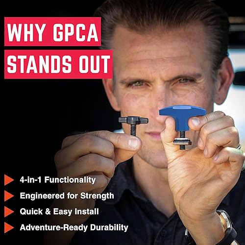 Miniatura 44 de GPCA juego de 6 tornillos estriados de cabeza resistente, de fácil liberación, con tuercas, arandelas y anillos para sujeción para Jeep Wrangler YJ