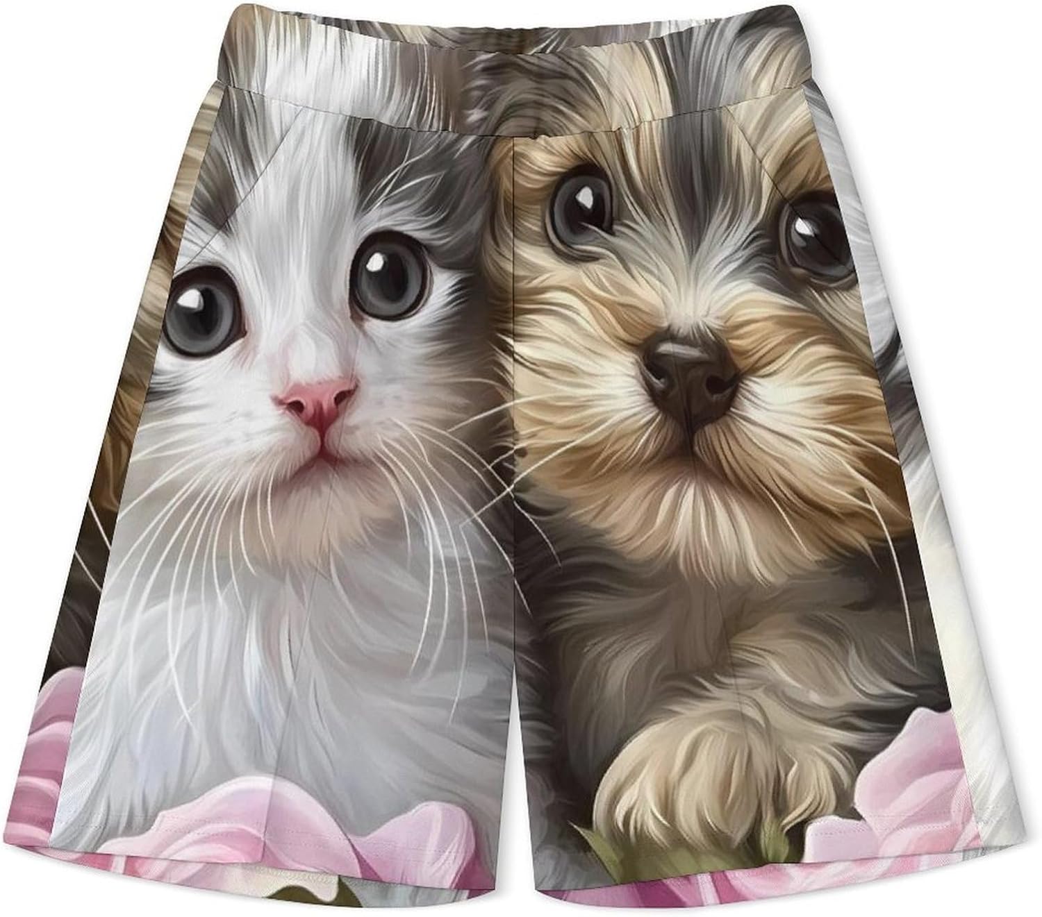 Rose Flower Sweet Love Puppy Kitten Mens Polo Shirts Track Suits 2 Piece Short Sleeve Sweatsuit 1/4 Zip Golf Loungewear for Sports