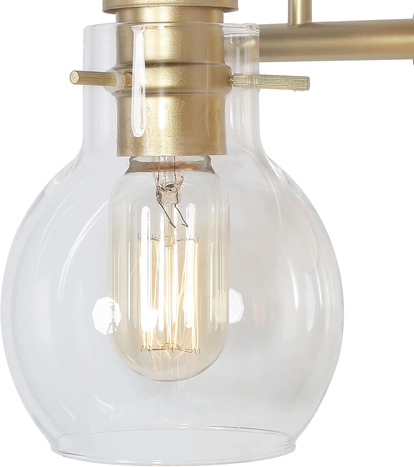 KSANA 2-Light Vanity Light with Globe Clear Glass Shade, Gold Vanity Lights for Bathroom, Powder Room, 13" L x 7" W x 9" H