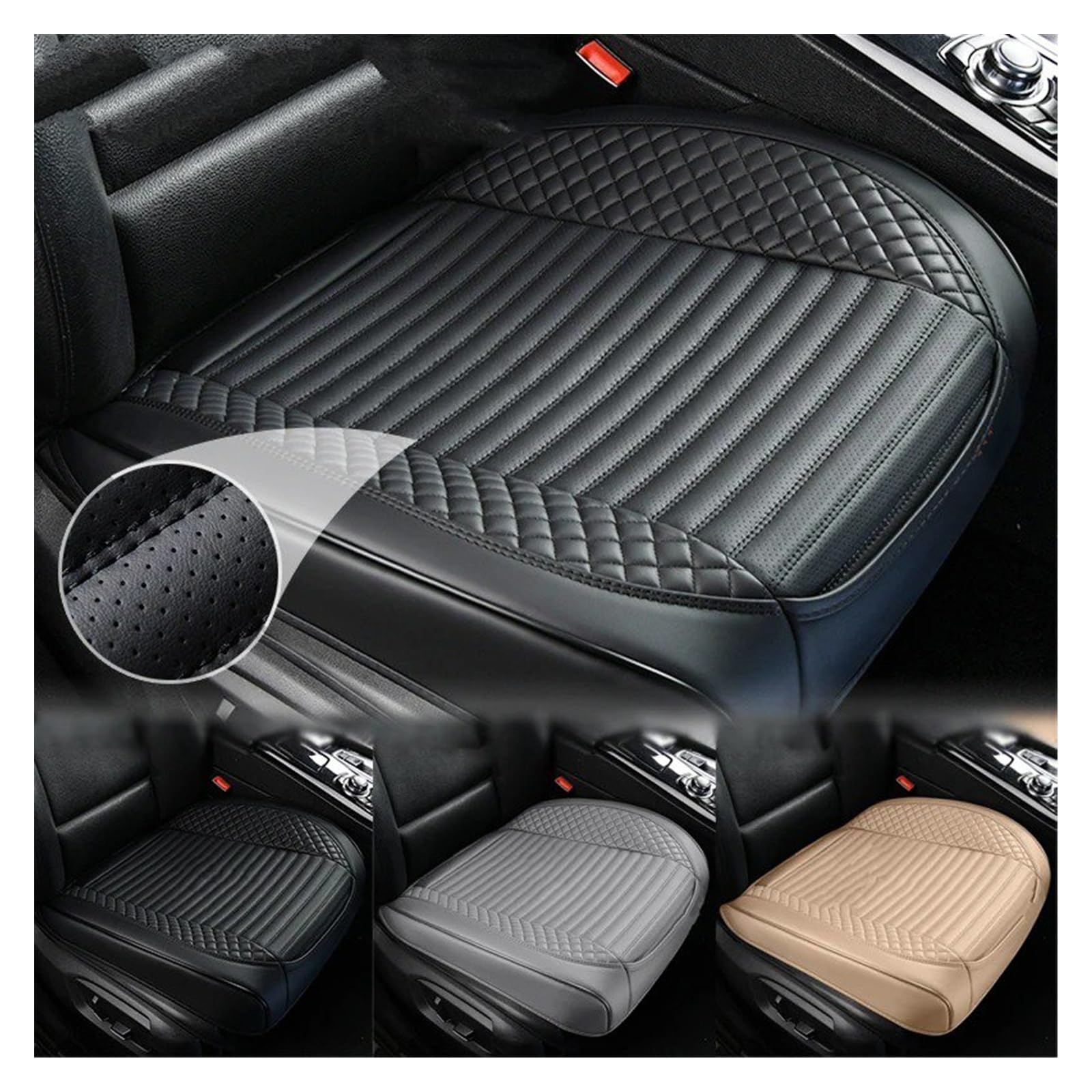 Funda Asiento Completamente Envuelta Cojín Delantero PU Orificio Transpirable Protector Universal Antideslizante para Silla Cubre Universal