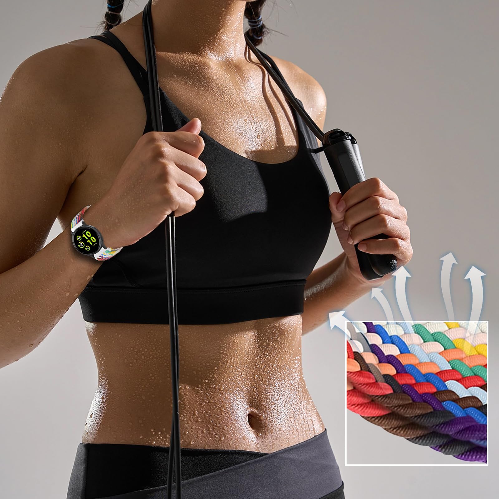 20mm Correa Tela Compatible para Garmin Vivoactive 6/5/3, Venu, Venu sq/sq 2, Forerunner 55/165/245/645/158 Pulseras de Repuesto Nylon para Mujer y Hombre Correas — view 5