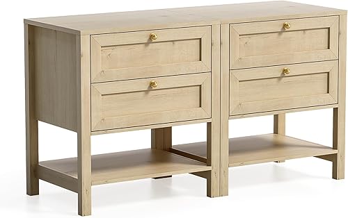 Miniatura 12 de Mesita de noche de granja con 3 cajones, mesita de noche más grande con estación de carga, mesa auxiliar de cama alta, mesitas de noche anchas para