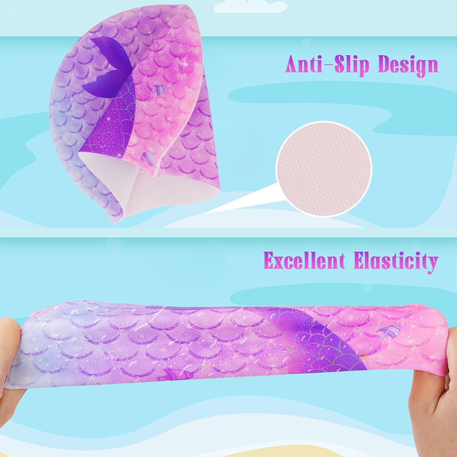 Bonnet de bain en silicone pour enfants fille garçon étanche pour cheveux longs et courts