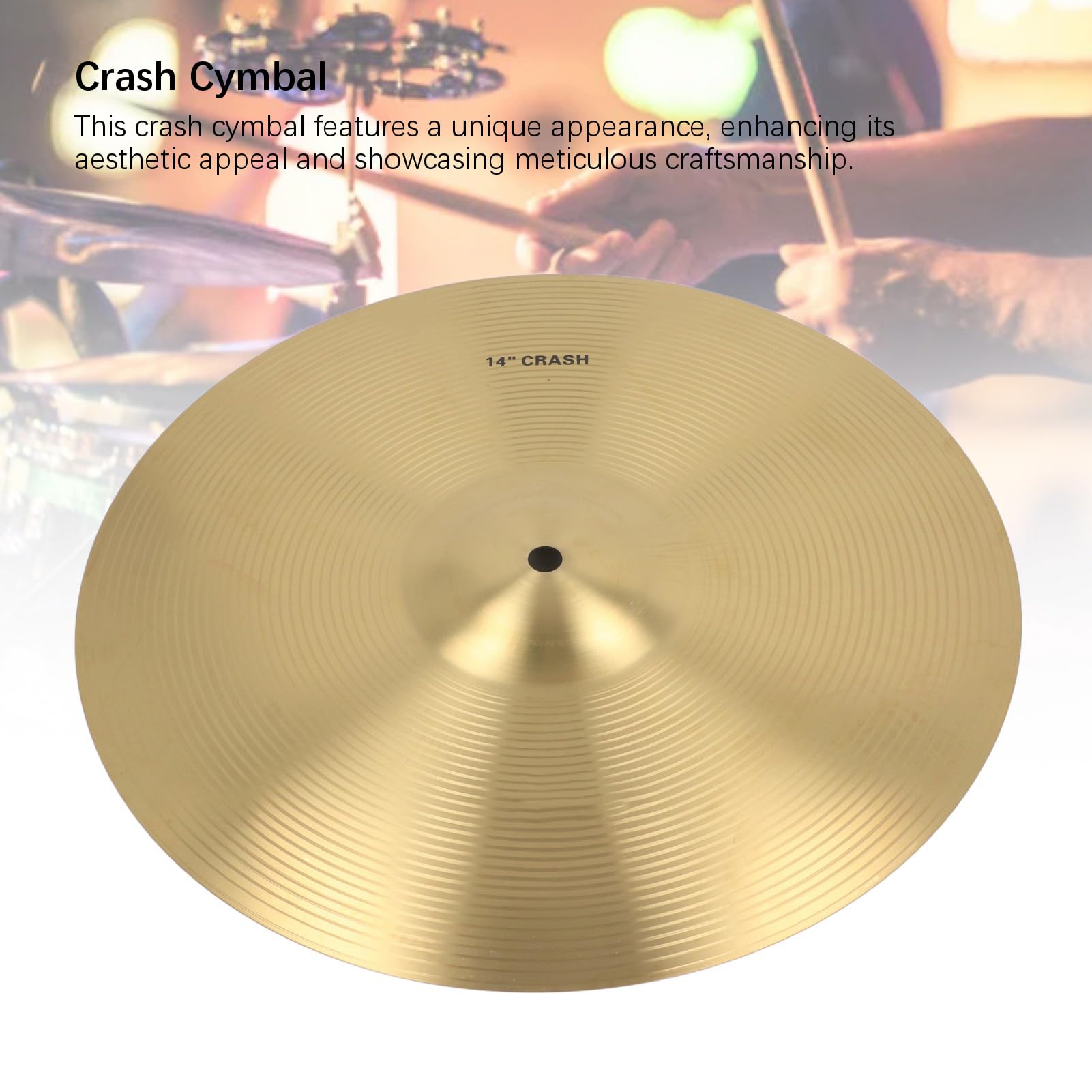 Crash, Becken aus Messing mit Hellem Klang, Hergestellt für Professionelle Musik für Studenten, Amateurspieler, Kinder und Erwachsene, mit Jazz-Drum-Ersatzteil, Übungstrommel (14