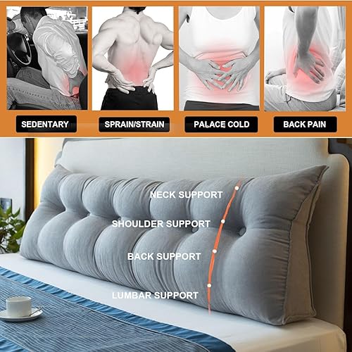Miniatura 2 de Cojín de respaldo de lectura para cabecero, sofá cama, cabecera tapizada, almohada de cuña grande con soporte para la espalda, almohada lumbar para