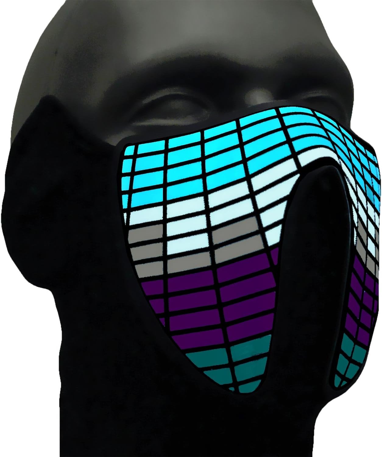 Equalizer LED mask, ®Ucult, light mask, balaclava, motorcycle mask, face shield, storm mask for biking, skiing, snowboarding and paintballing