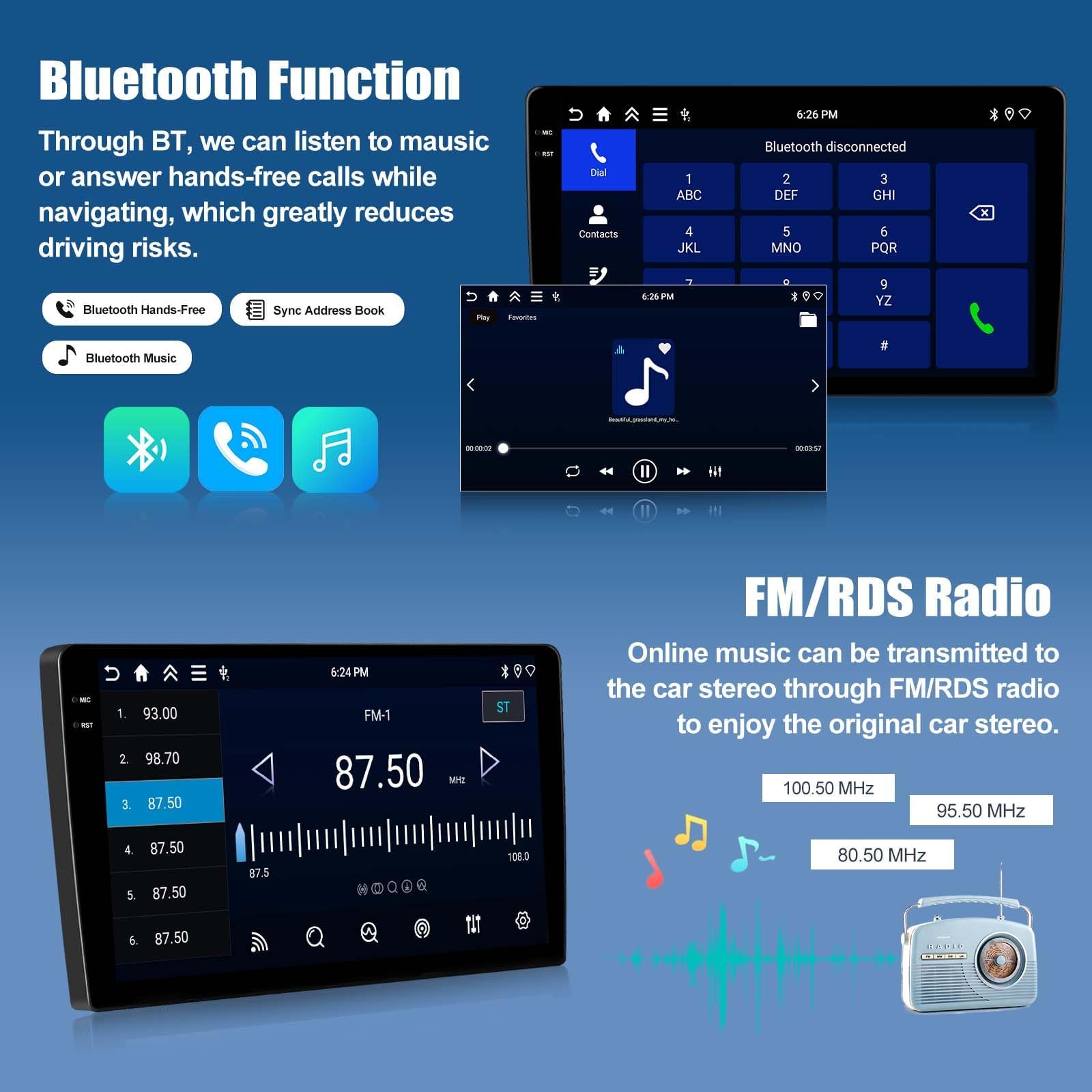 Radio samochodowe 6G 128G Android 15 do H-Onda Jazz Fit 2002-2008 RHD z CarPlay i Android Auto, 9-calowy ekran dotykowy 2 DIN z WiFi, GPS, Bluetooth, FM RDS EQ SWC i kamerą, K2 PRO Plus