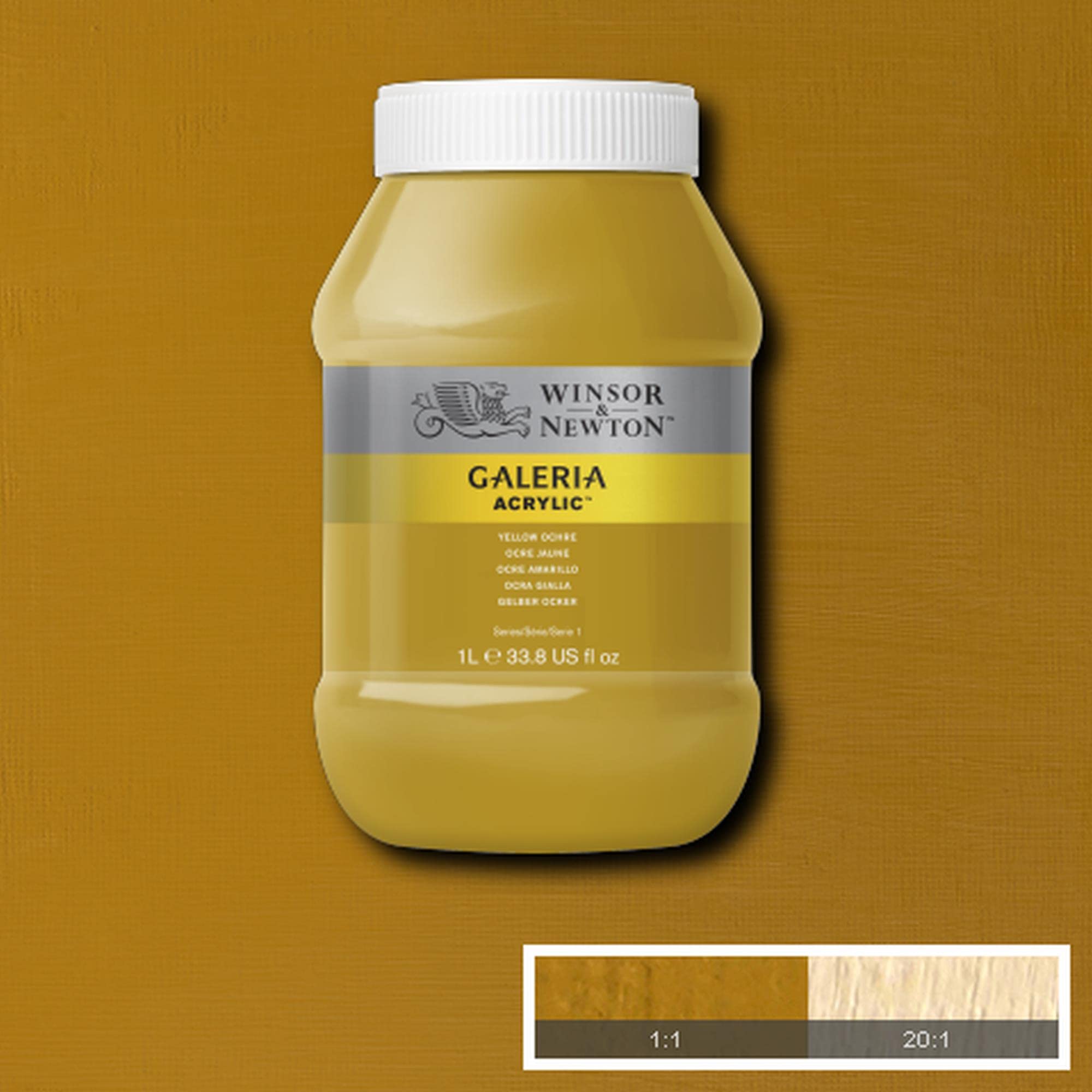 Winsor & Newton 2154744 Galeria Acrylfarbe, hohe Pigmentierung, lichtecht, buttrige Konsistenz, 1000 ml Topf - Gelber Ocker