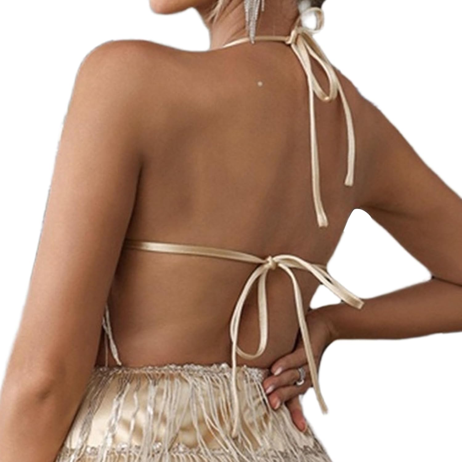 Sequin Fringe Romper Sparkly Glitter Jumpsuits for Women Backless Shorts Dress Disco Birthday Dance Outfit 2025