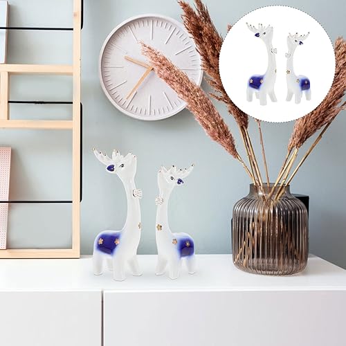 Miniatura 7 de Decoración de mesa de reno, adorno de ciervo, 2 piezas, figuras de ciervo de cerámica, decoración de animales