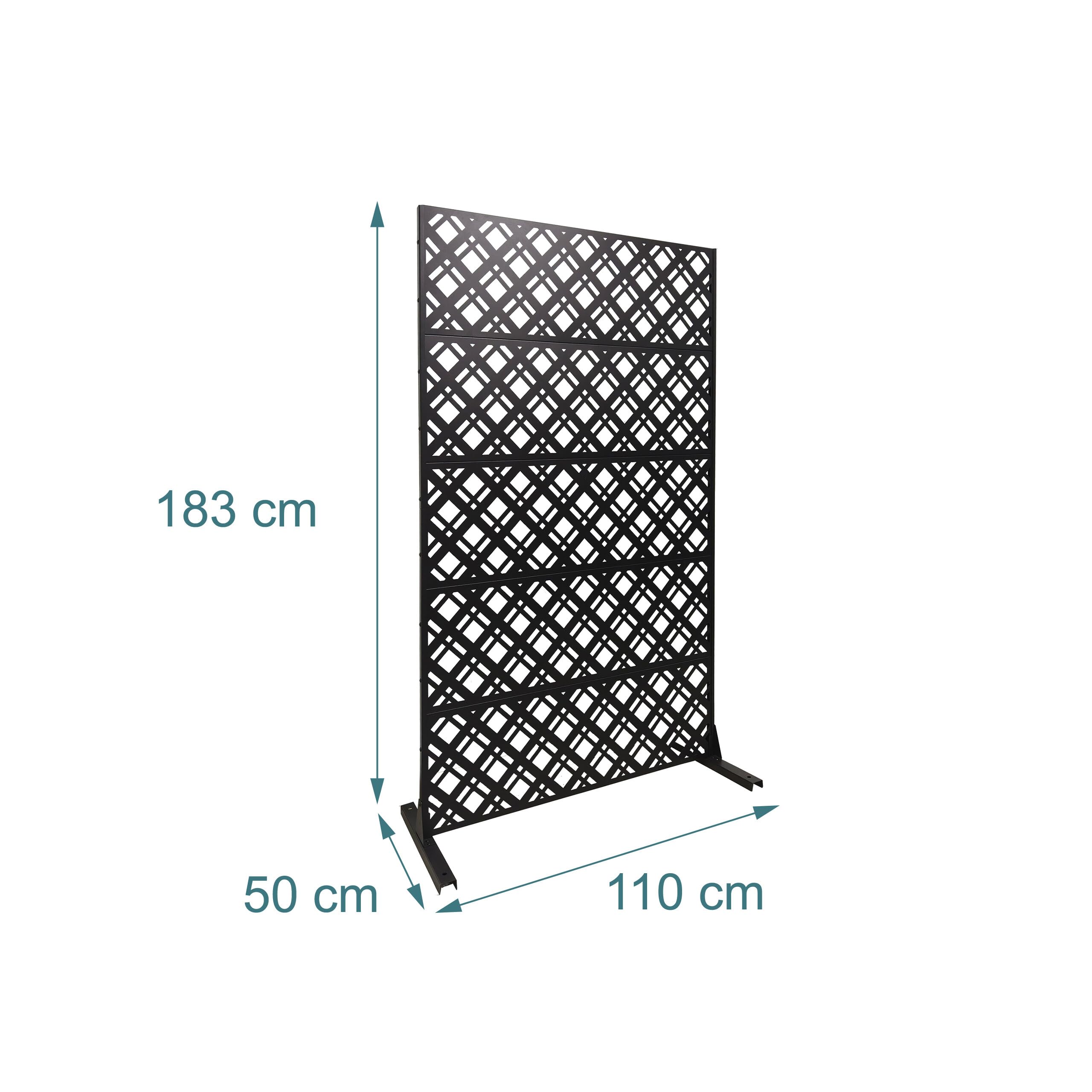 Relaxdays Ochrona prywatności, motyw diamentowy, do ogrodu, na balkon i basen, parawan, wys. x szer.: 183 x 110 cm, metal, czarny