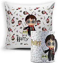 KIT Caneca Harry Potter + Almofada Chibi