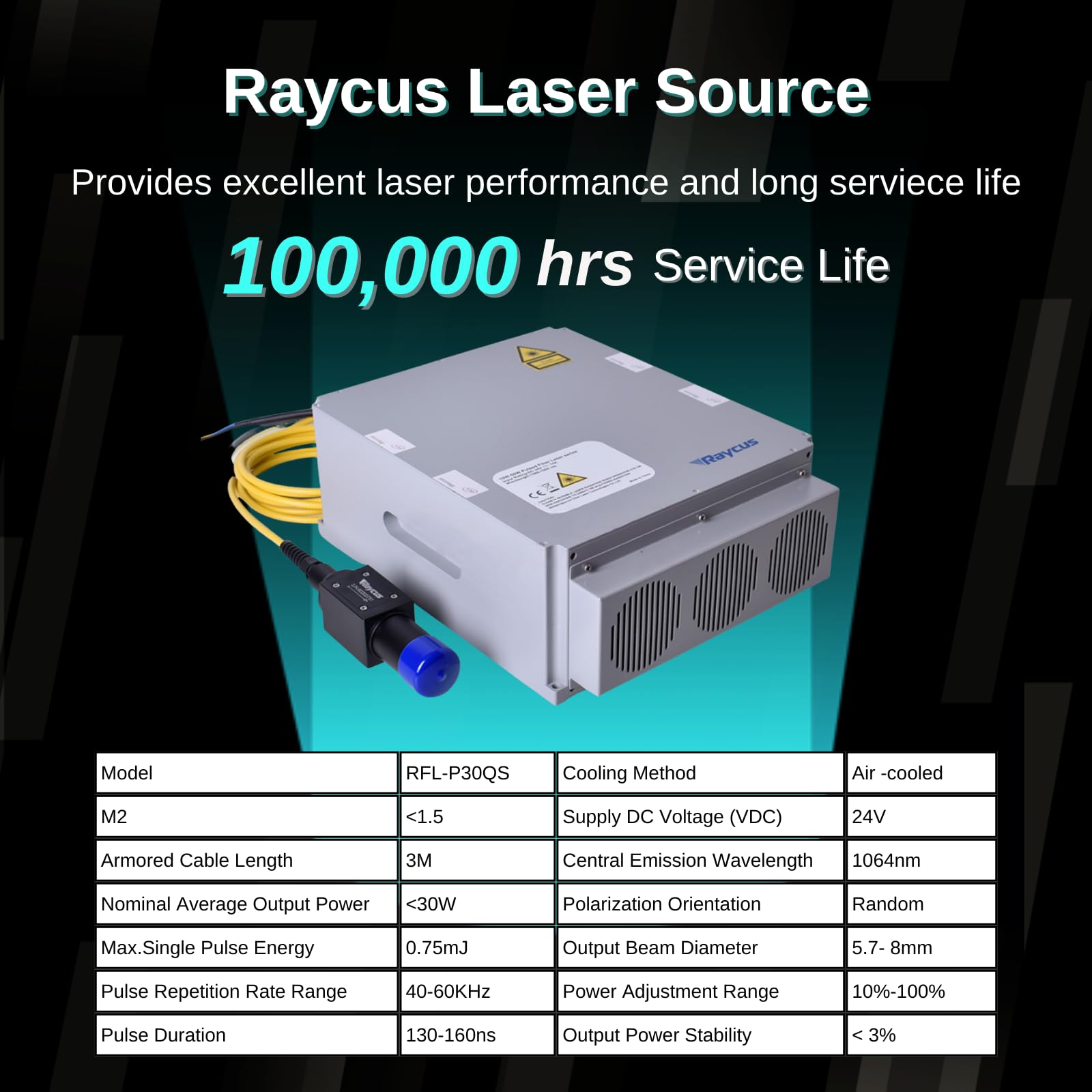 MCWlaser Máquina de grabado Raycus de fibra láser, 30 W, para máquina de marcado láser de metal, área de marcado 175 x 175 mm, con funda protectora