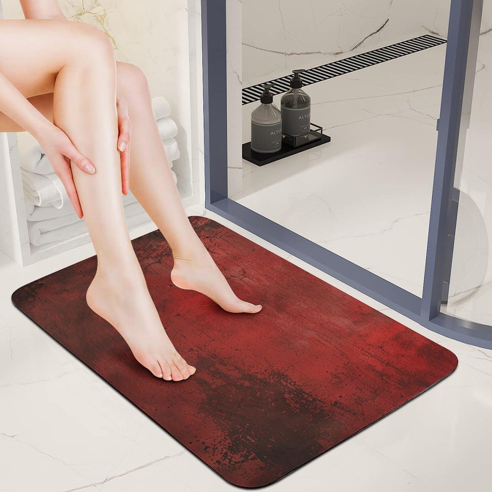 Amazon.com: NONHAI Stone Bath Mats Red Texture Image Diatomaceous