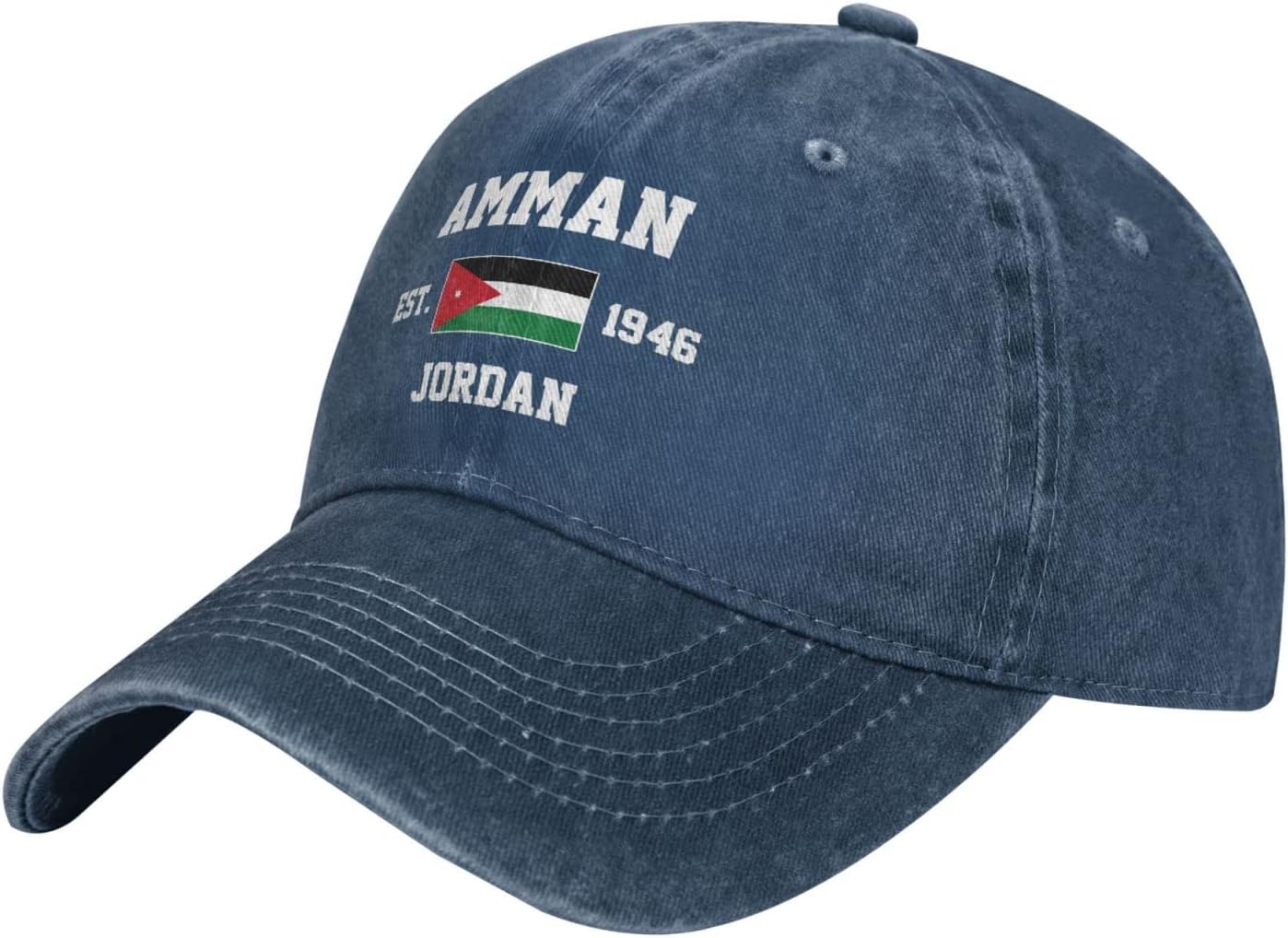 BAAROOWashed Denim Jordan Est.1946 Amman Baseball Cap Men Navy Vintage Cotton Hat Unisex Trucker Hats