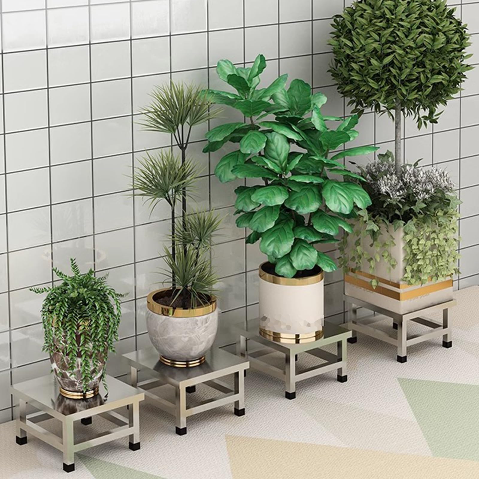 Base Per Condizionatore D'aria Rialzata, Pallet In Acciaio Inossidabile Carico Rastrelliere Di Stoccaggio, Monoblocco Quadrato Ripiano Per Vasi Portafiori Per Casa Magazzino Supermercato(30x30x15cm)