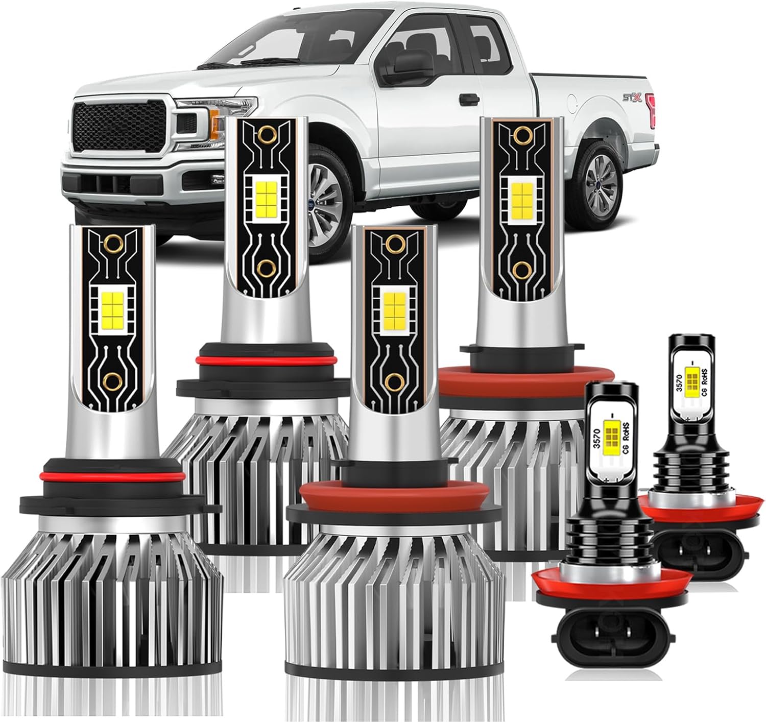 Light Bulbs Fits for Honda Civic (2014 2015 2016 2017 2018 2019 2020 2021), Vehicle lights & Fog Light Bulbs Combo Kit, 600% Upgrade Easy-Install 6-Pack