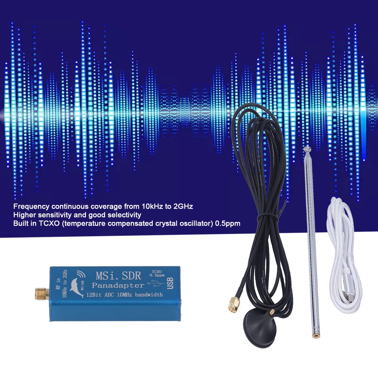10 kHz Bis 2 GHz Funkempfänger SDR-Empfänger Hochpräziser SDR-Signalempfänger mit Eingebauter TCXO-Antenne 0,5 Ppm, Maximal 10 MHz, Funkantennen