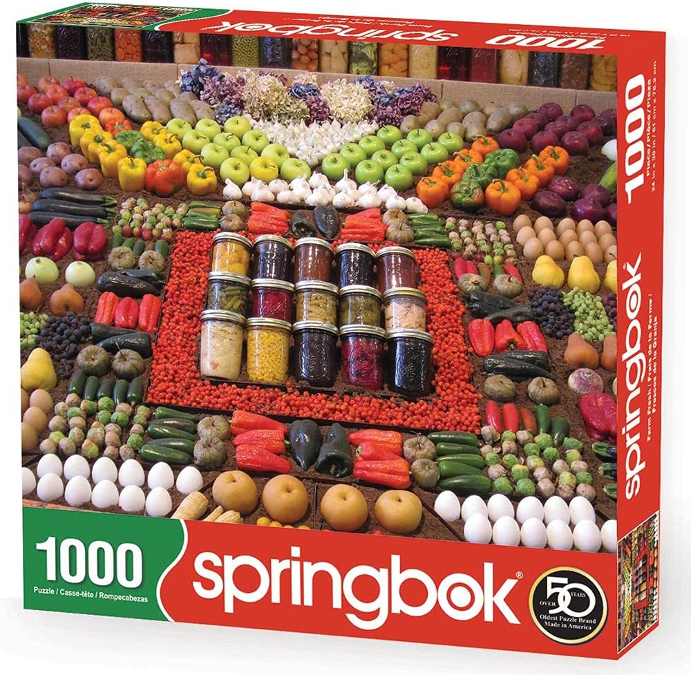 Springbok Puzzles - Farm Fresh - 1000 Piece Jigsaw Puzzle - Large 30 Inches by 24 Inches Puzzle - Made in USA - Unique Cut Interlocking Pieces