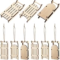Vista 1 de STOBOK 9 piezas de decoración navideña de trineo de madera, mini adornos de trineo de madera rústica, decoración navideña, encantadores carritos