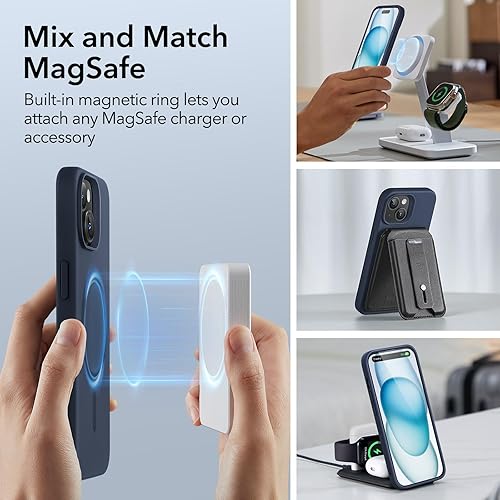 Vista 275 de ESR Funda para iPhone 15 Pro Max, compatible con MagSafe, de grado militar, negro transparente