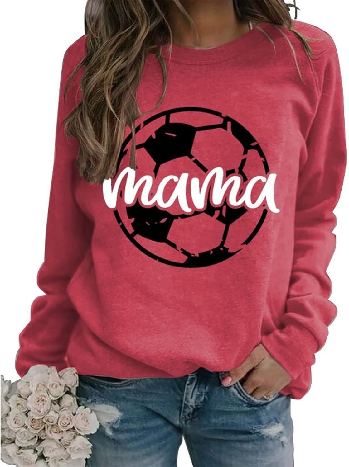 YourTops Women Soccer Mama Sweatshirt Soccer Season Graphic Tops