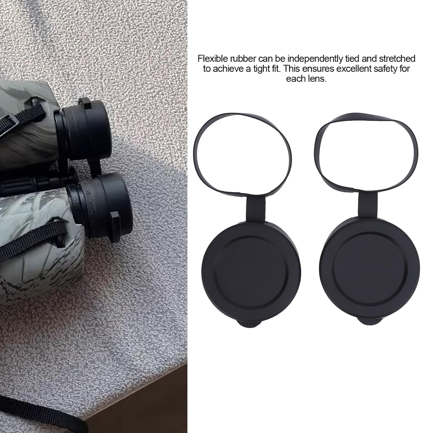 LICAEVEY Binocular Lens Cover Objective Lens Caps Rubber 2 Pack - Snug Fit Protective HD Caps for 61-64mm Monocular Binocular Scope Accessories