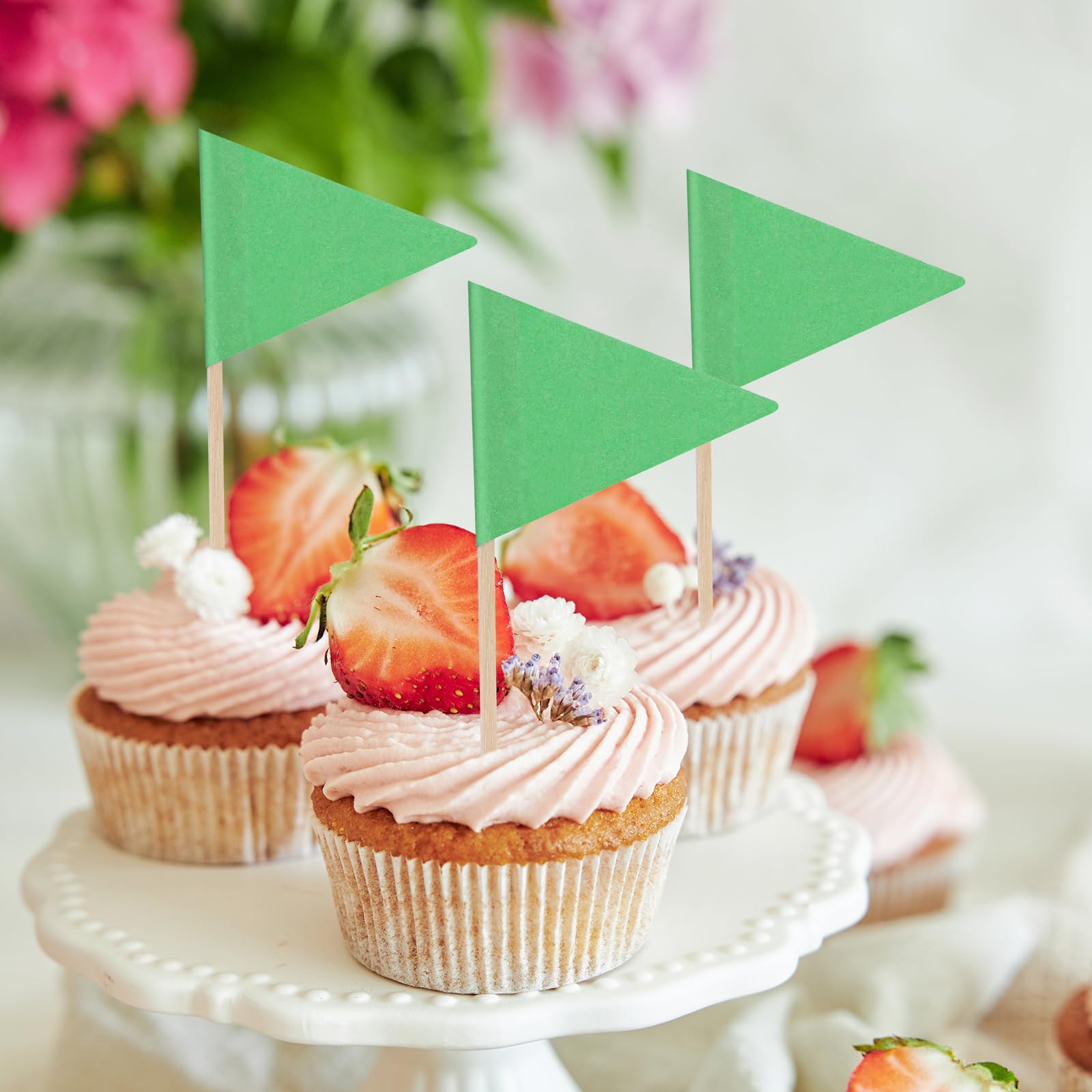 Bandierine Per Stuzzicadenti 100 Pezzi: Mini Bandiere Verdi Per Decorare Cupcake, Sushi E Spiedini Di Frutta - 4