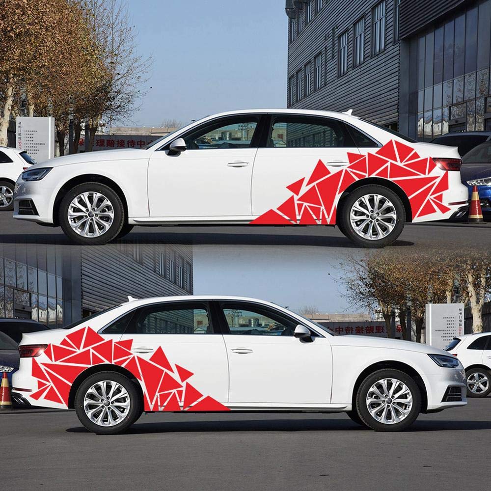 Yctze Adesivi Decorativi Auto A Triangolo | 200x60 Cm | PVC Resistente | Per Auto, Camion, Moto | Rosso