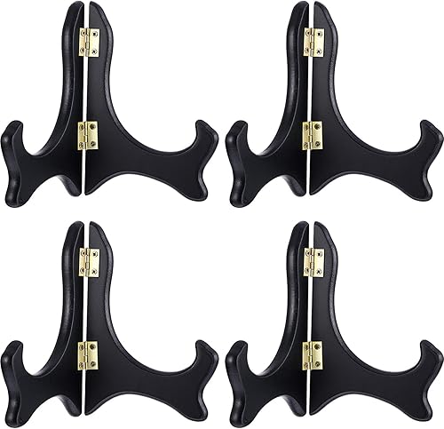 Miniatura 5 de Tatuo Paquete de 4 soportes de madera negra para placa (5 pulgadas, negro)